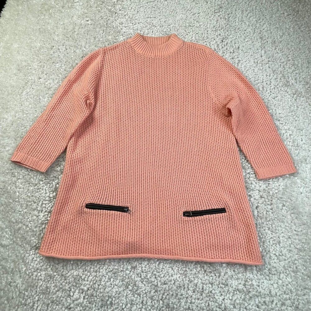 Lisa Todd Cotton Cashmere Tunic Sweater Zip Pockets